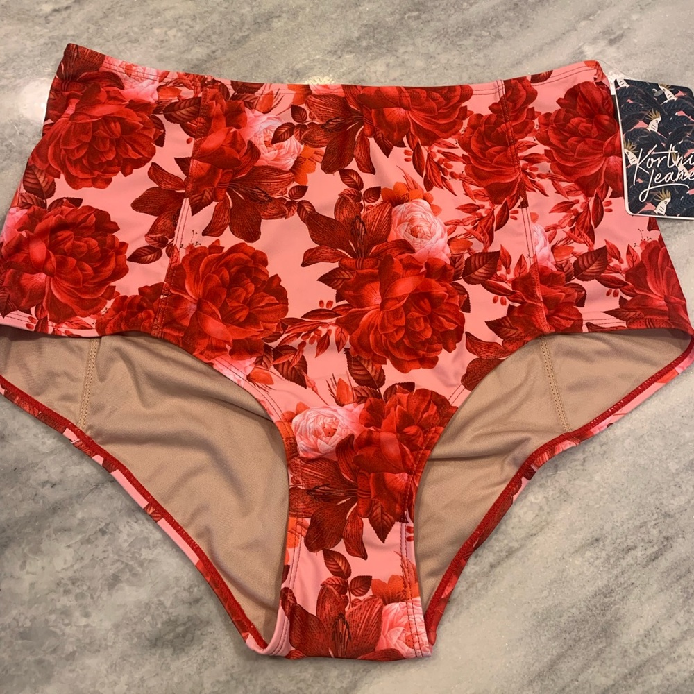 Kortni Jeane XL High-Waisted Bottoms - Roses are Red